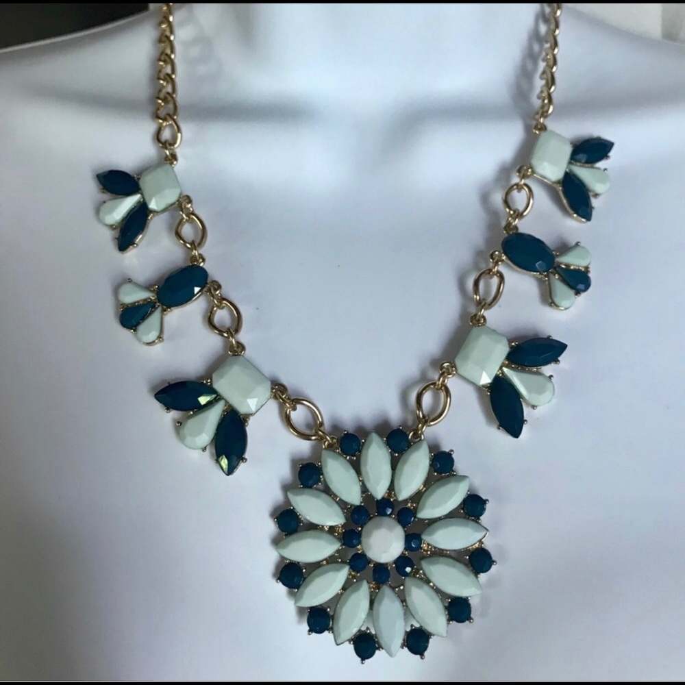 J CREW Blue and gold statement necklace
